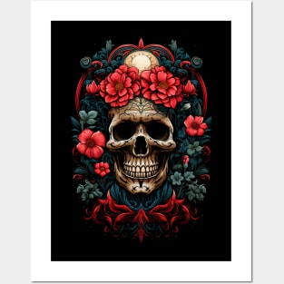 Skull and Flowers 10 Posters and Art